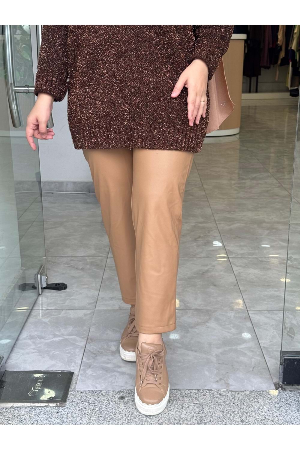 LAL DERİ PANTOLON - CAMEL - 1