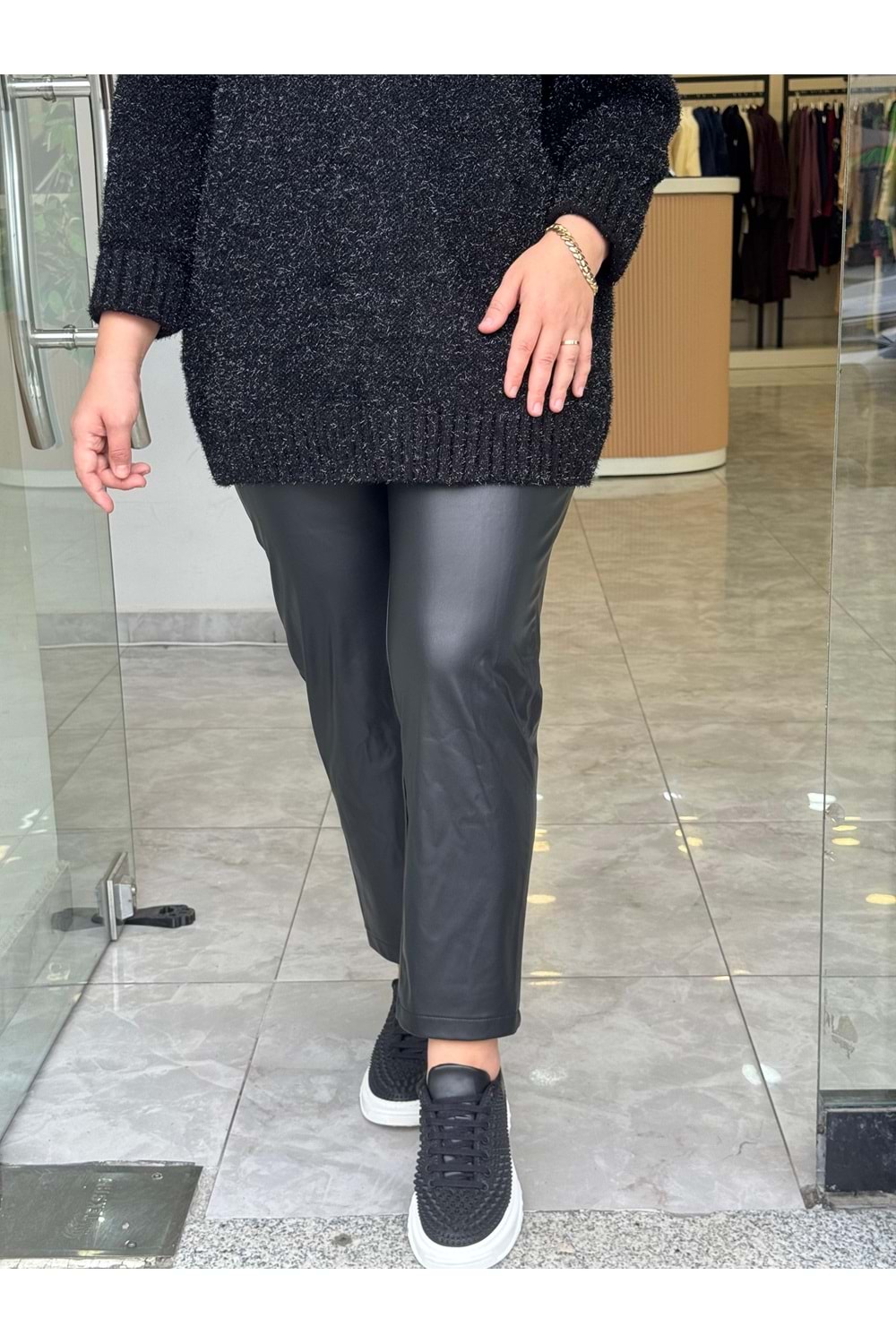 LAL DERİ PANTOLON - SİYAH - 1