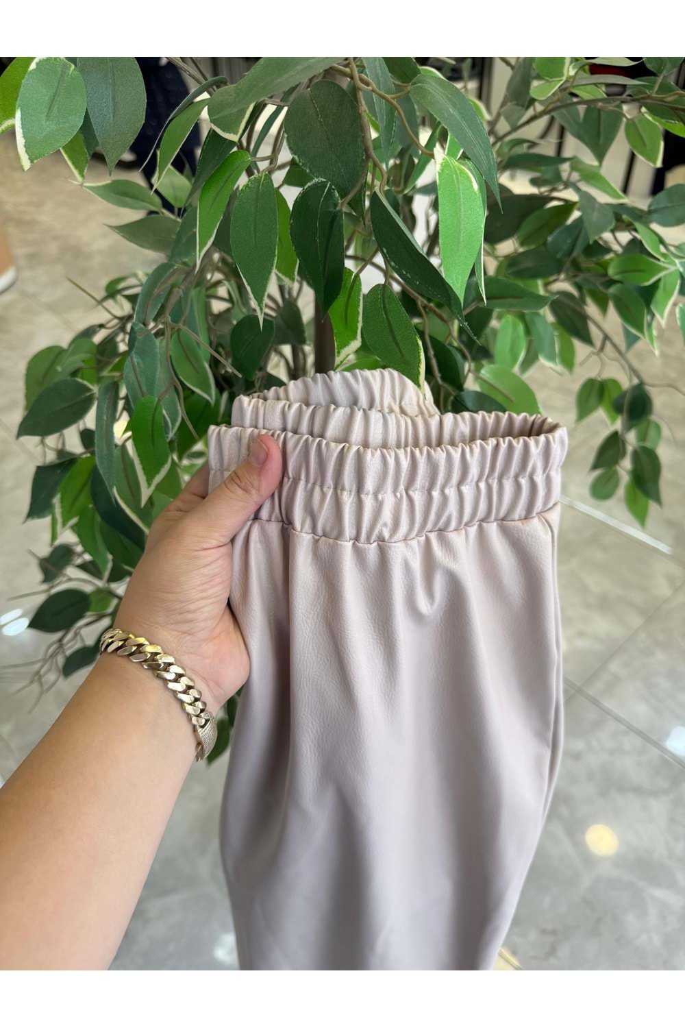 LAL DERİ PANTOLON - TAŞ - 1