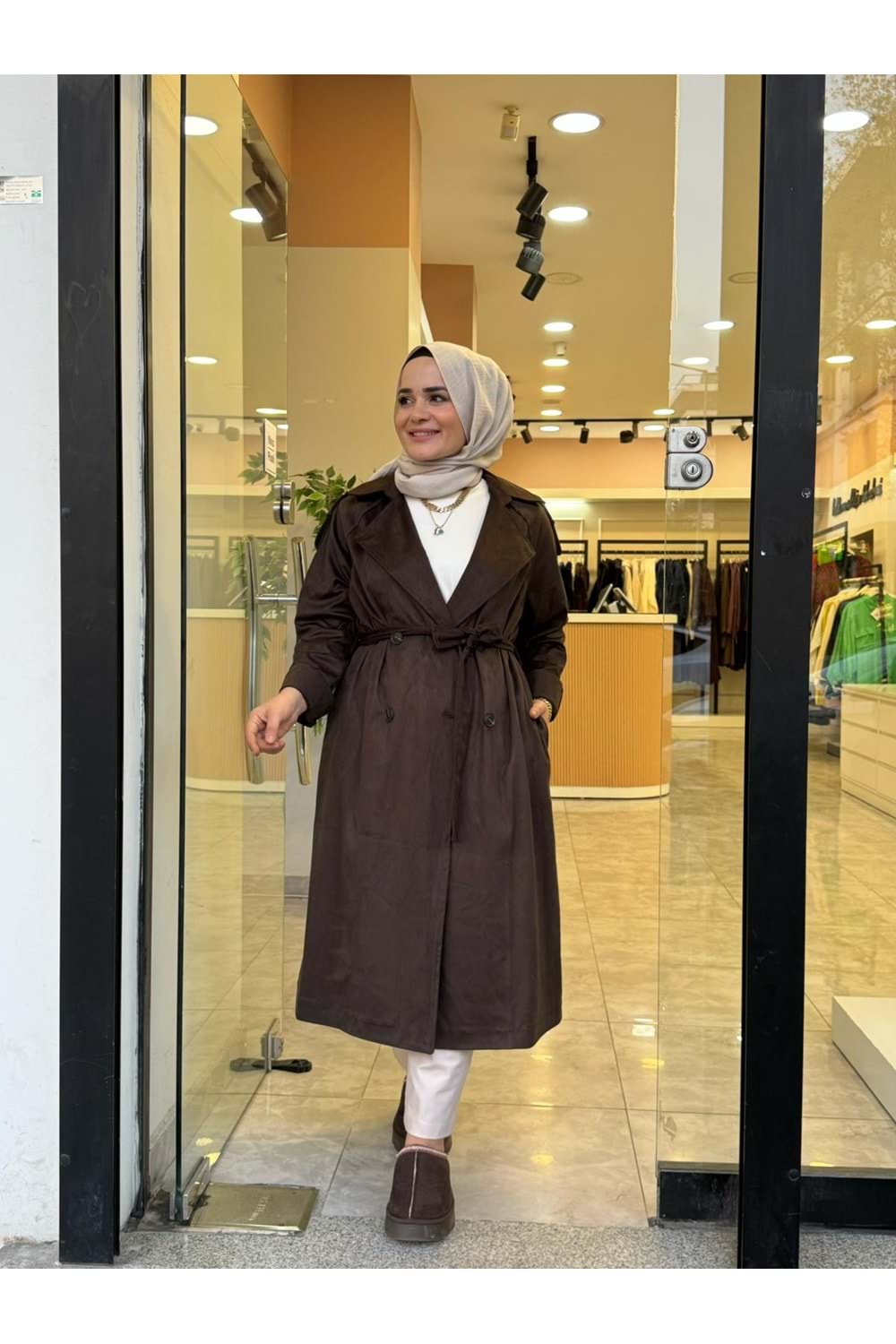 SÜET TRENCH - KAHVERENGİ - L