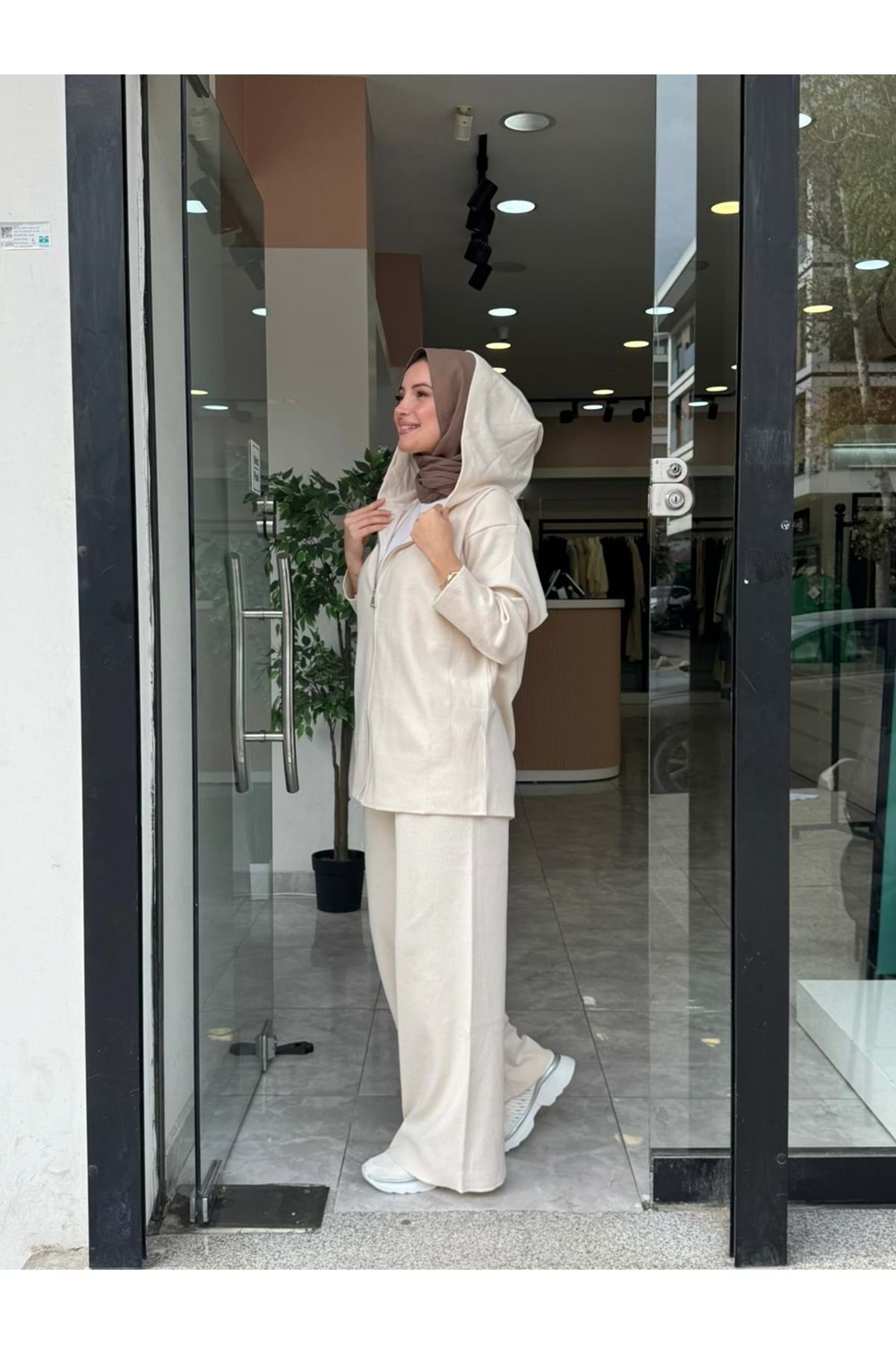 MERSERİZ FERMUARLI TAKIM - EKRU - STD