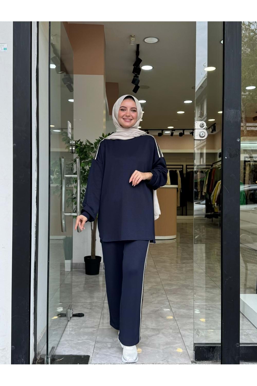 YAN ŞERİT TAKIM - LACİVERT - S-M