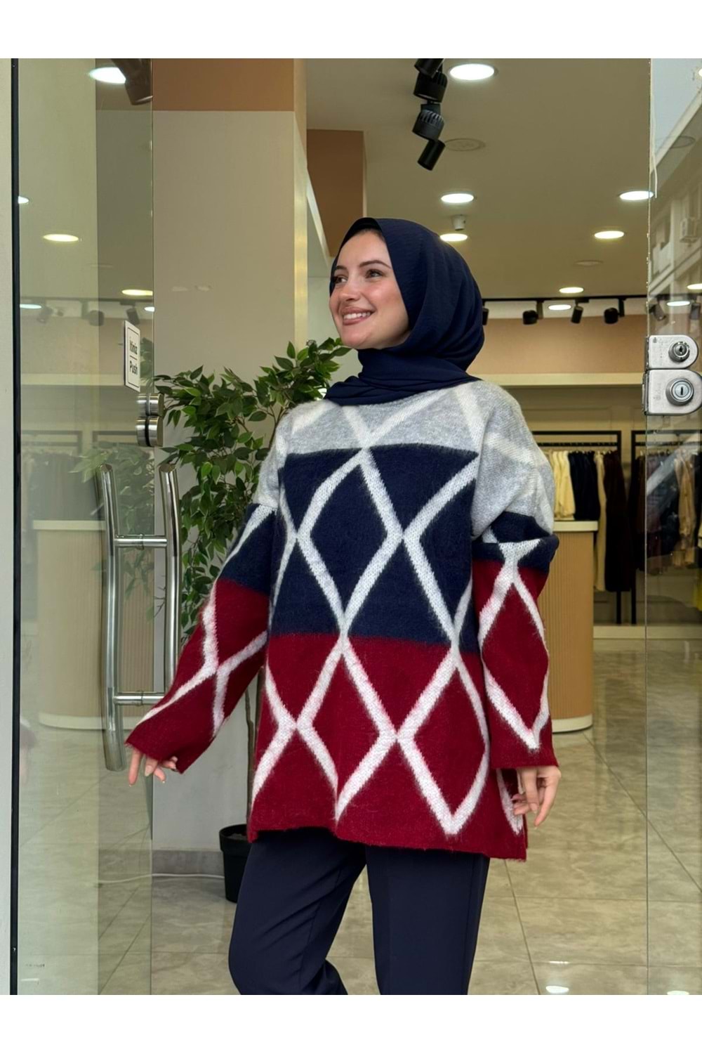 BAKLAVA TRİKO KAZAK - BORDO - STD