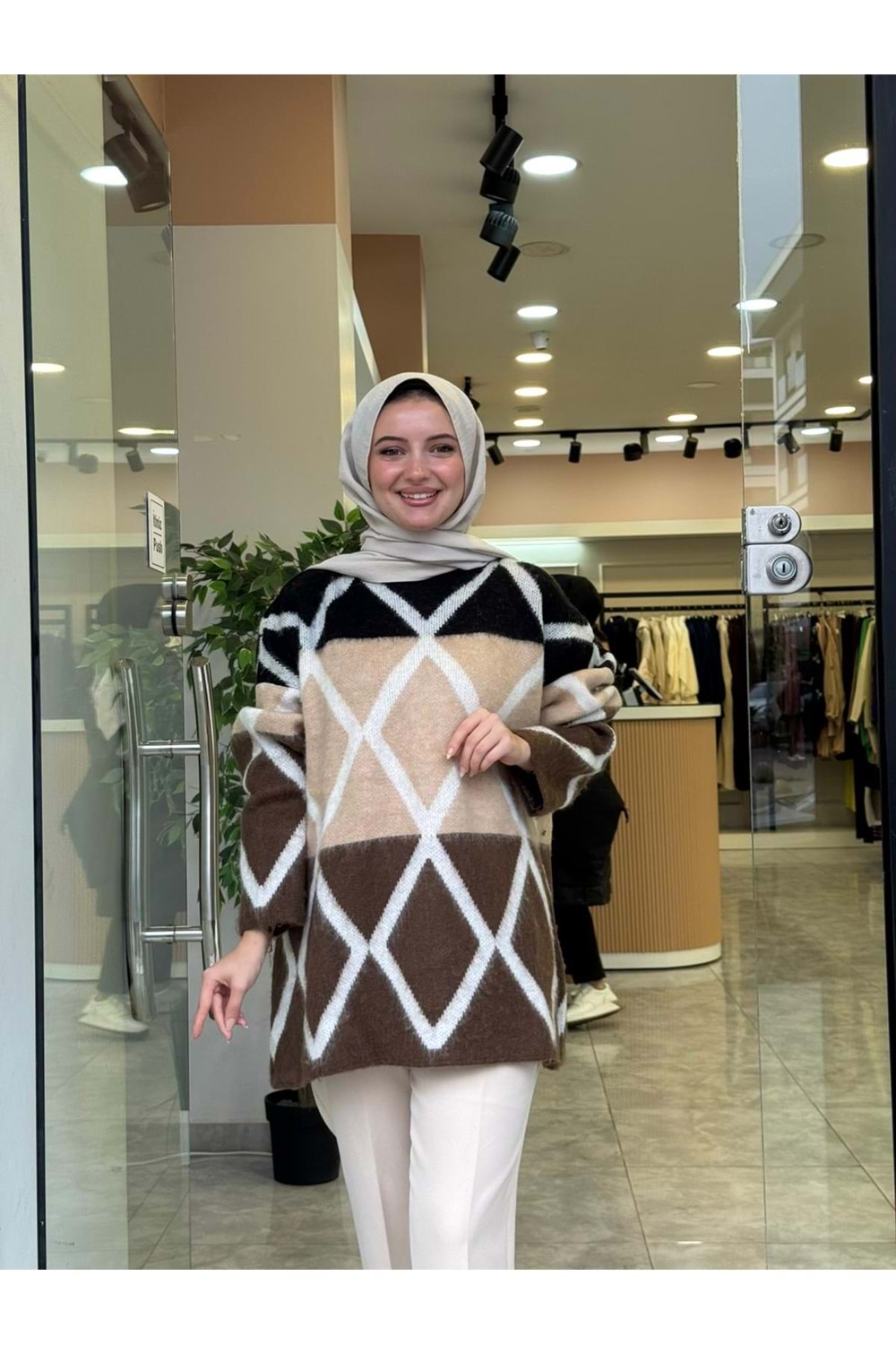 BAKLAVA TRİKO KAZAK - KAHVERENGİ - STD