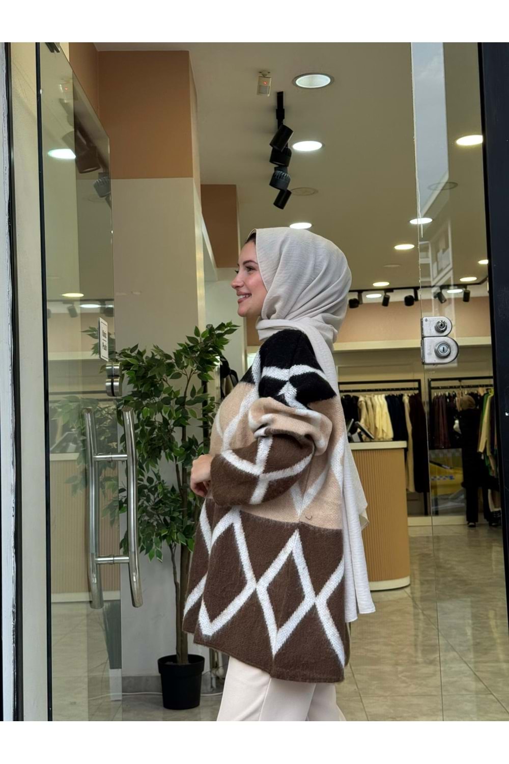 BAKLAVA TRİKO KAZAK - KAHVERENGİ - STD