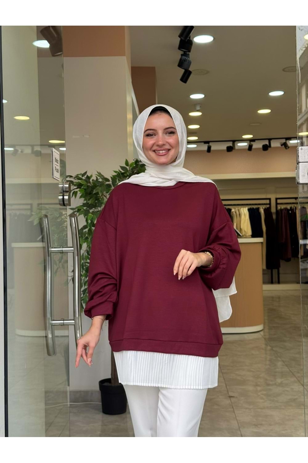 BASİC PİLELİ SWEAT - BORDO - S-M