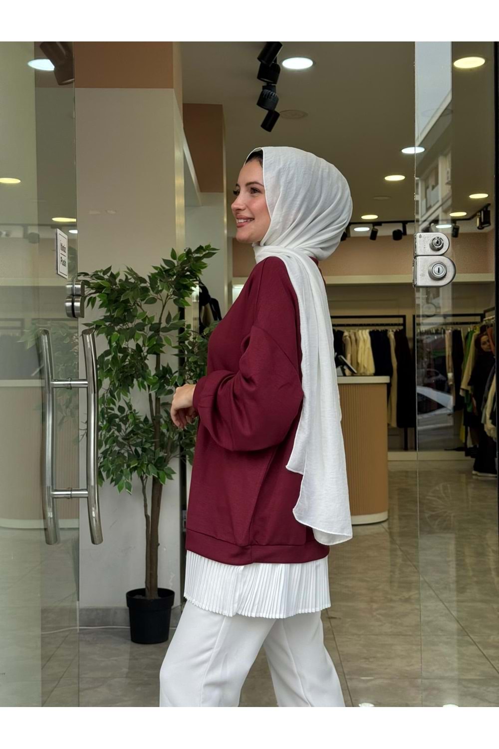 BASİC PİLELİ SWEAT - BORDO - S-M