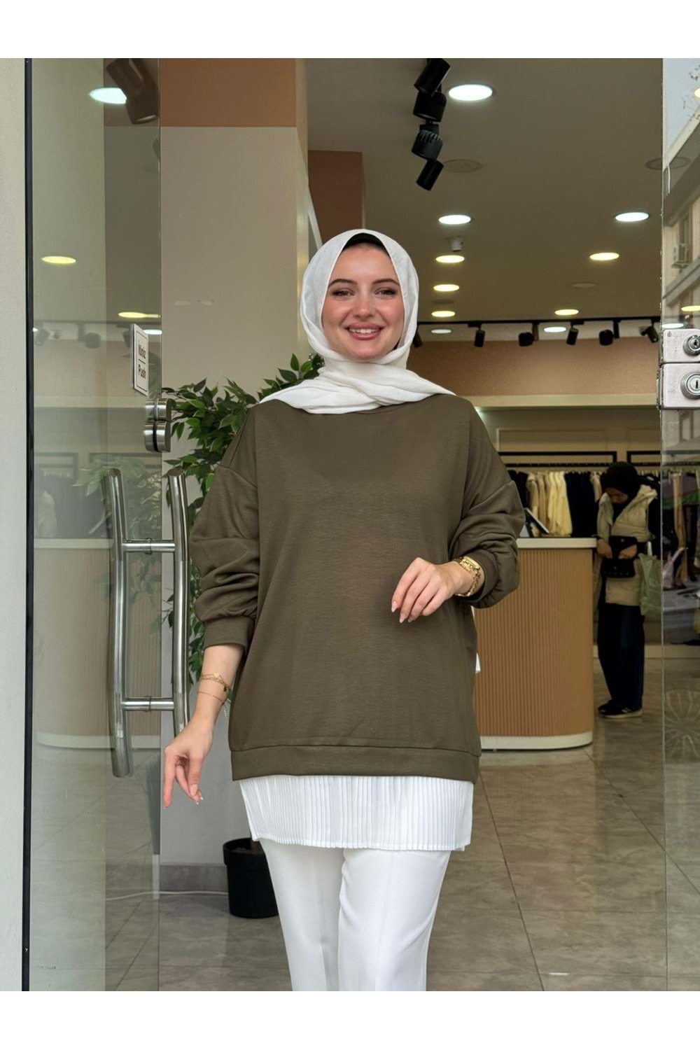 BASİC PİLELİ SWEAT - HAKİ YEŞİLİ - L-XL