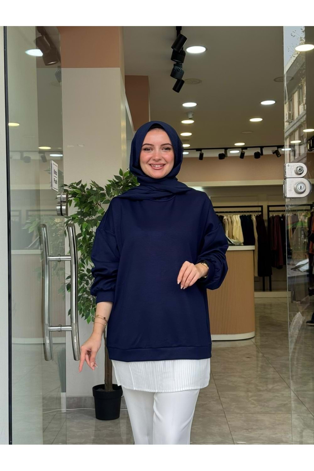 BASİC PİLELİ SWEAT - LACİVERT - L-XL