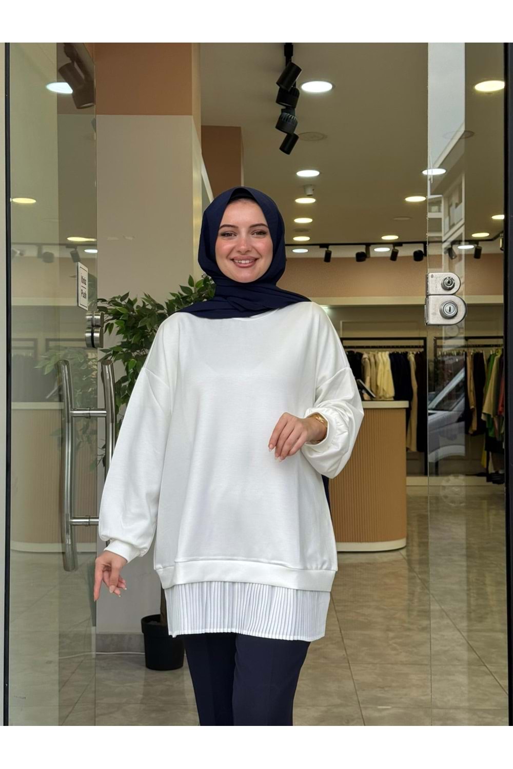 BASİC PİLELİ SWEAT - BEYAZ - S-M