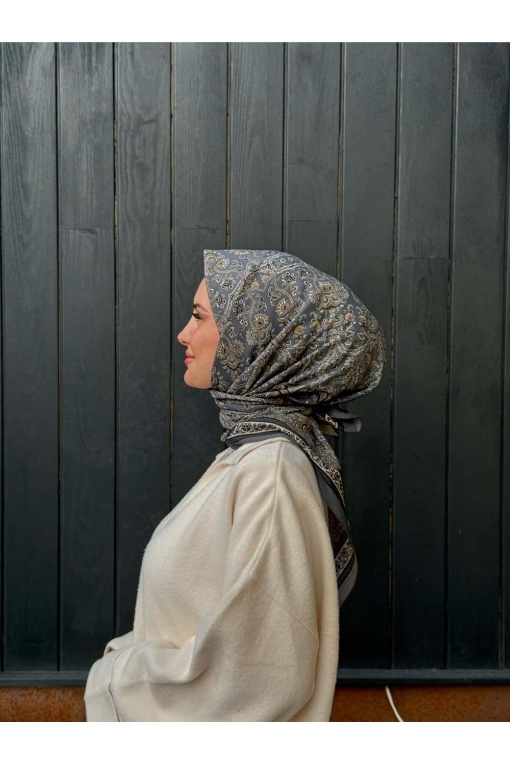 ETNİK EŞARP - GRİ - STD