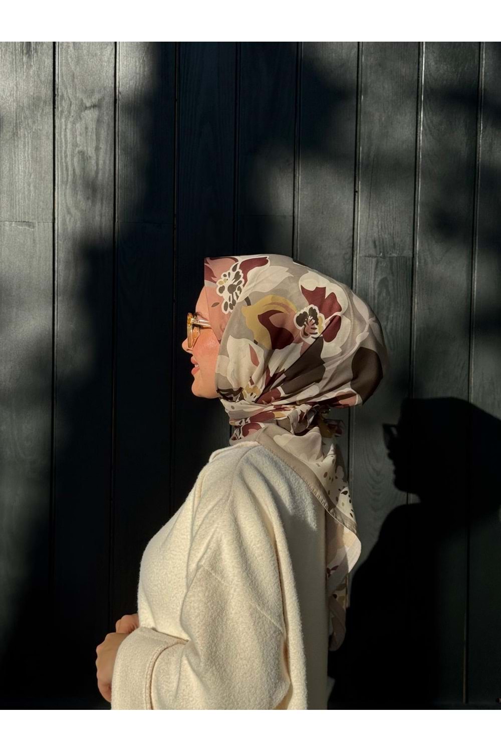 ÇİÇEK EŞARP - HAKİ YEŞİLİ - STD