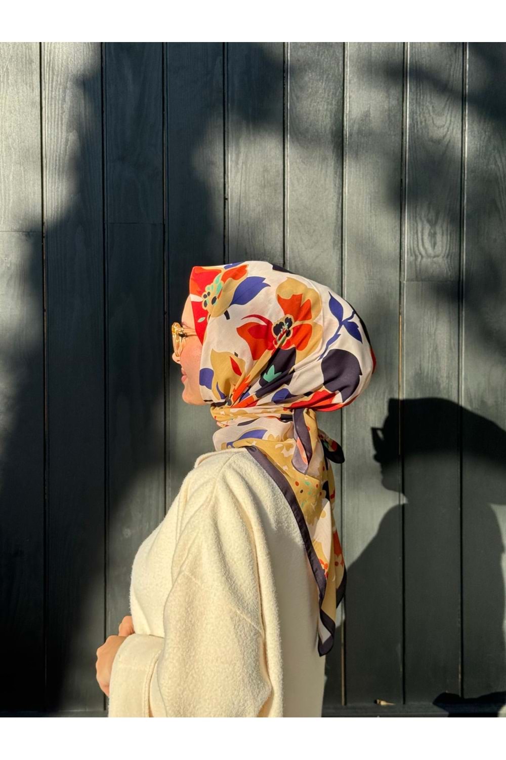 ÇİÇEK EŞARP - PATLICAN MORU - STD