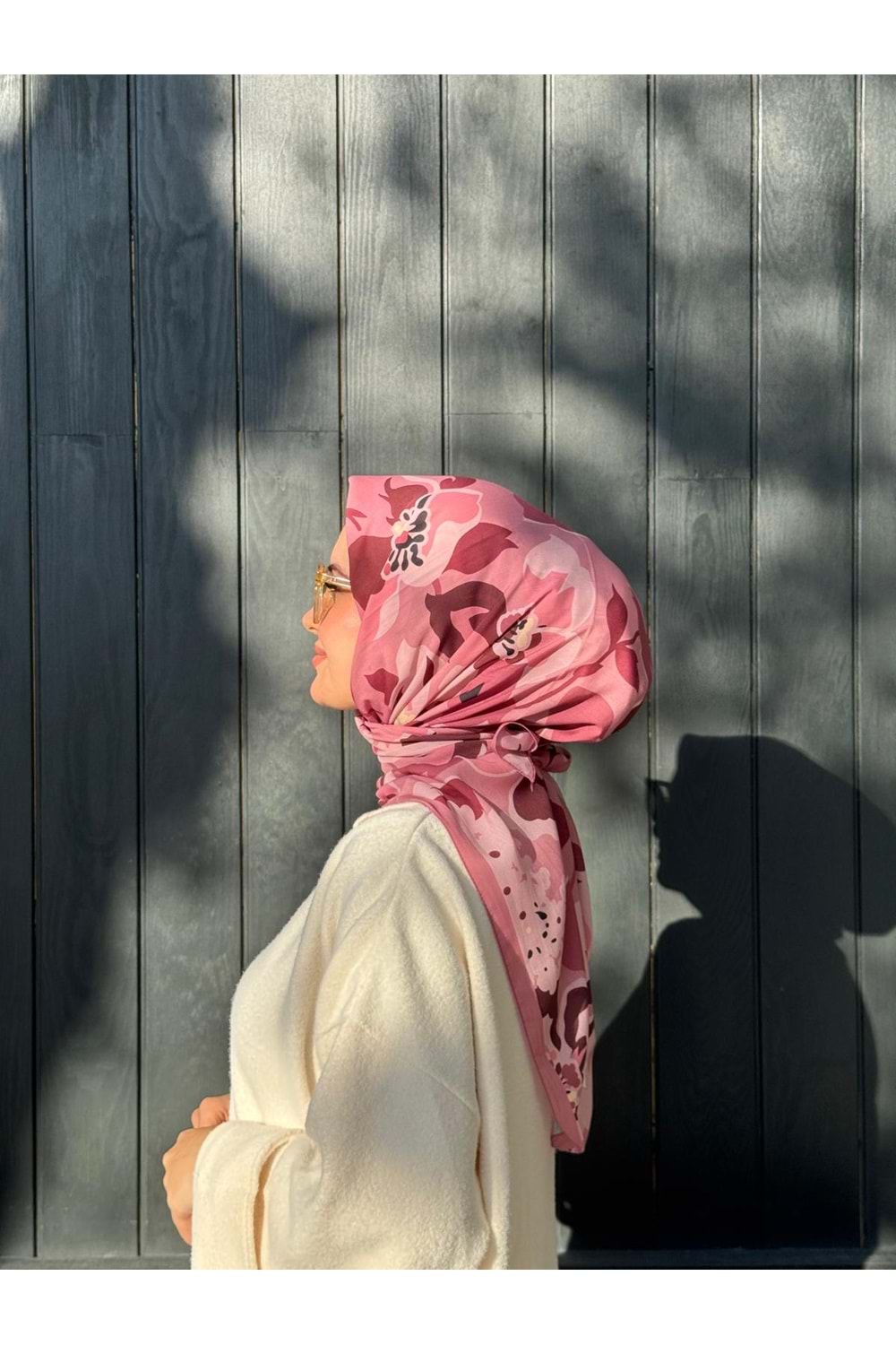 ÇİÇEK EŞARP - PEMBE - STD