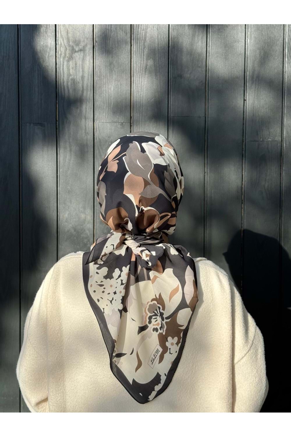 ÇİÇEK EŞARP - SİYAH - STD