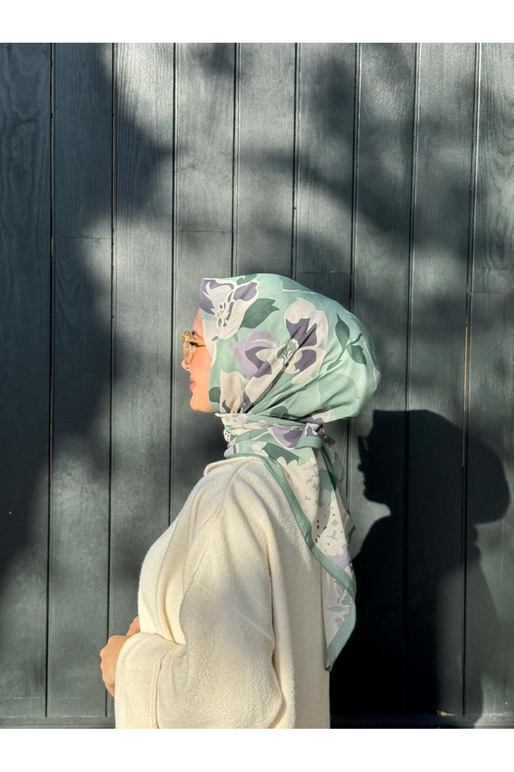 ÇİÇEK EŞARP - SU YEŞİLİ - STD