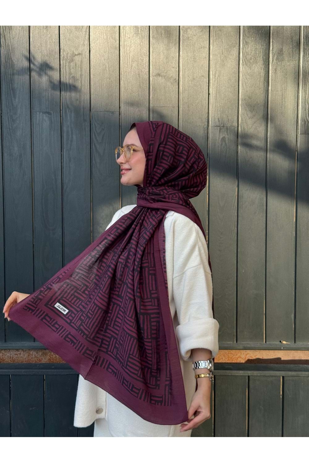 ÇİZGİ ŞAL - BORDO - STD