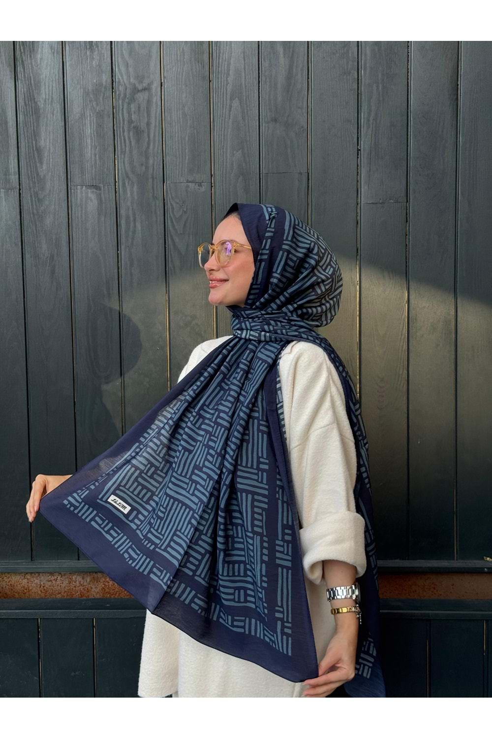 ÇİZGİ ŞAL - LACİVERT - STD