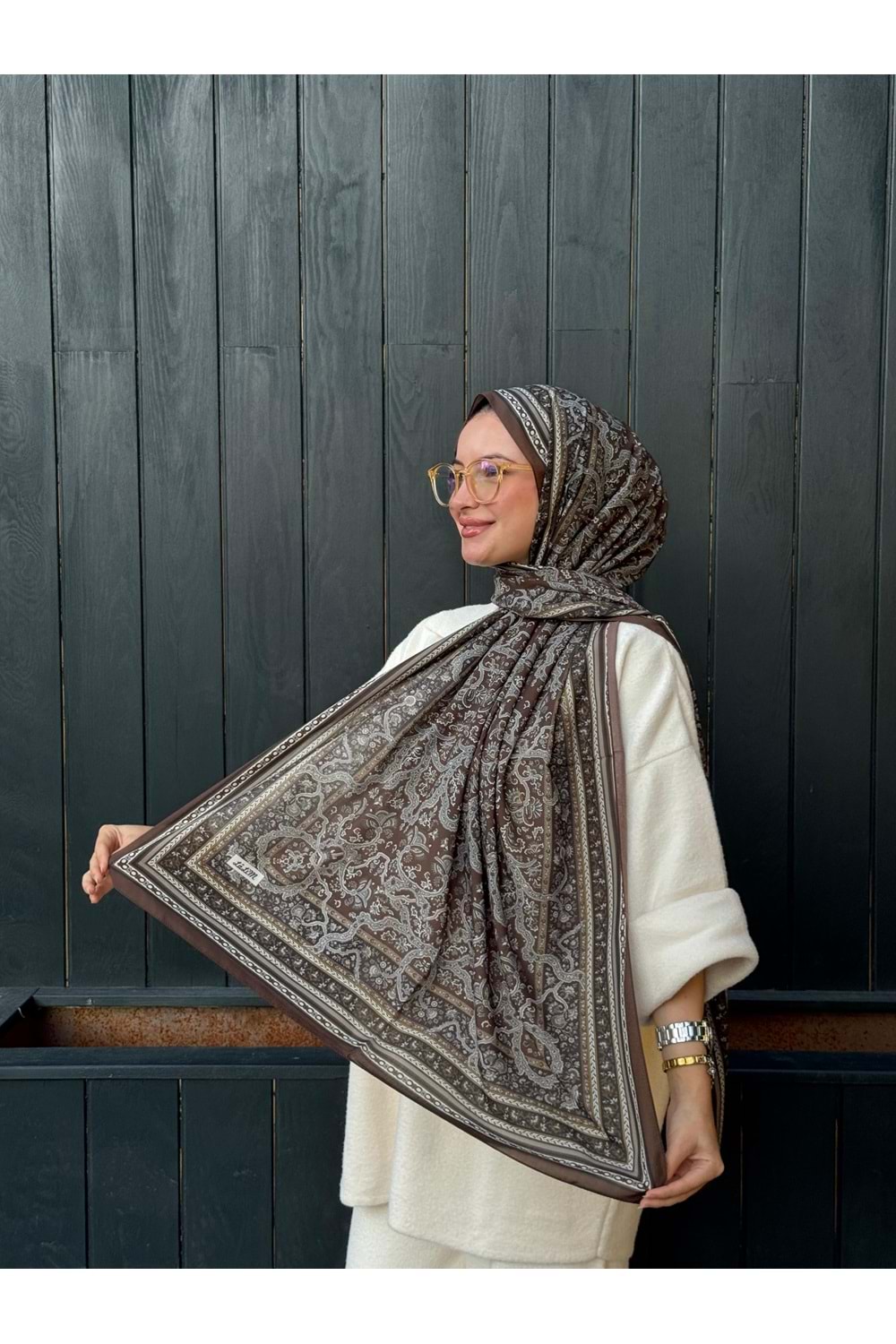 ETNİK ŞAL - KAHVERENGİ - STD