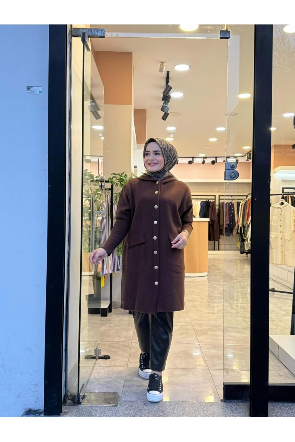 ANGORA DÜĞMELİ UZUN HIRKA - ACI KAHVE - STD