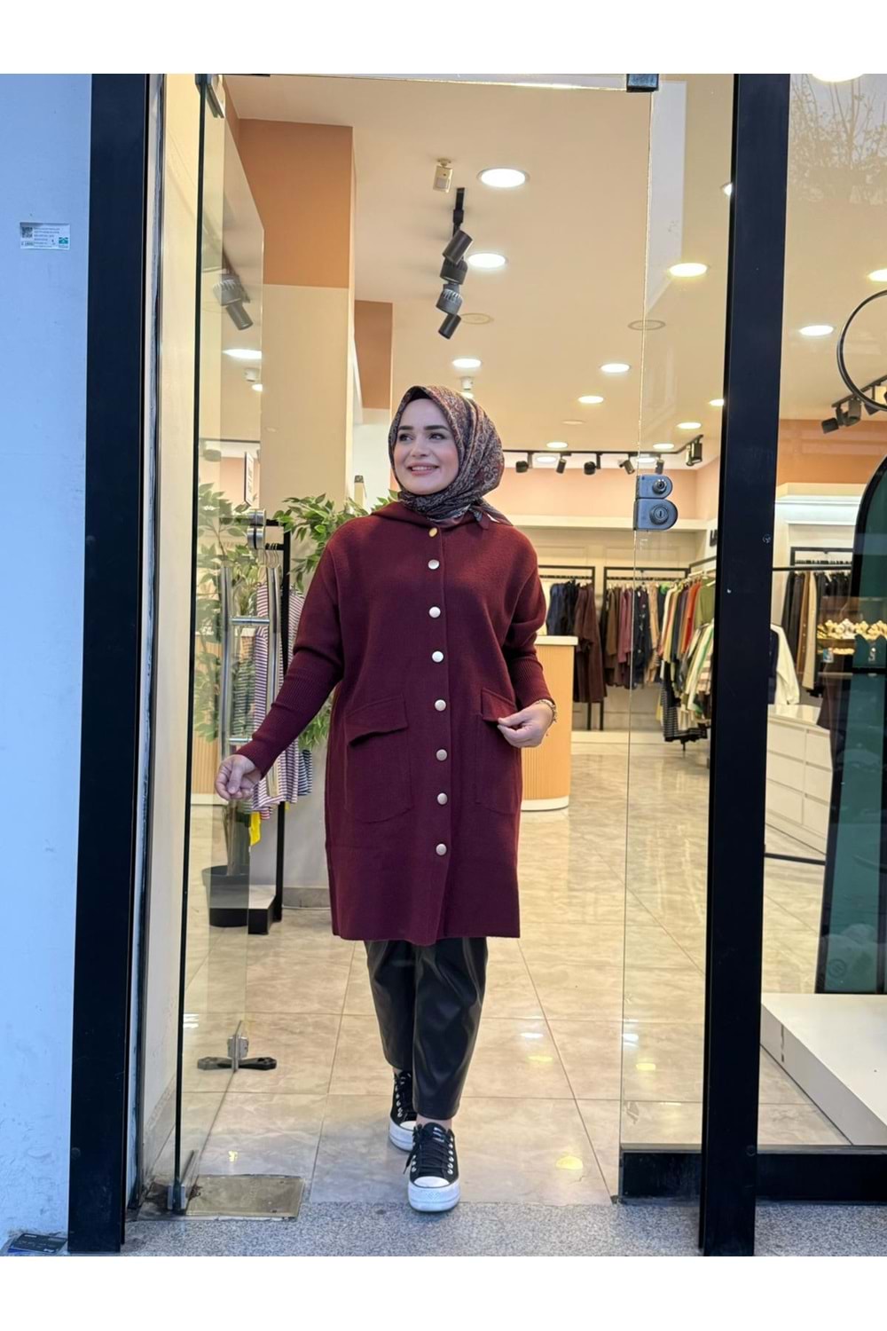 ANGORA DÜĞMELİ UZUN HIRKA - BORDO - STD