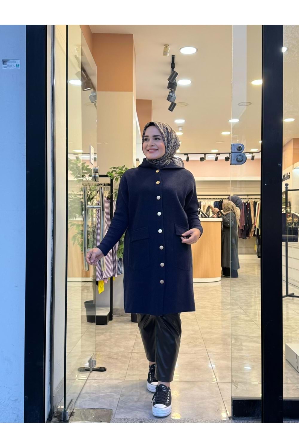 ANGORA DÜĞMELİ UZUN HIRKA - LACİVERT - STD