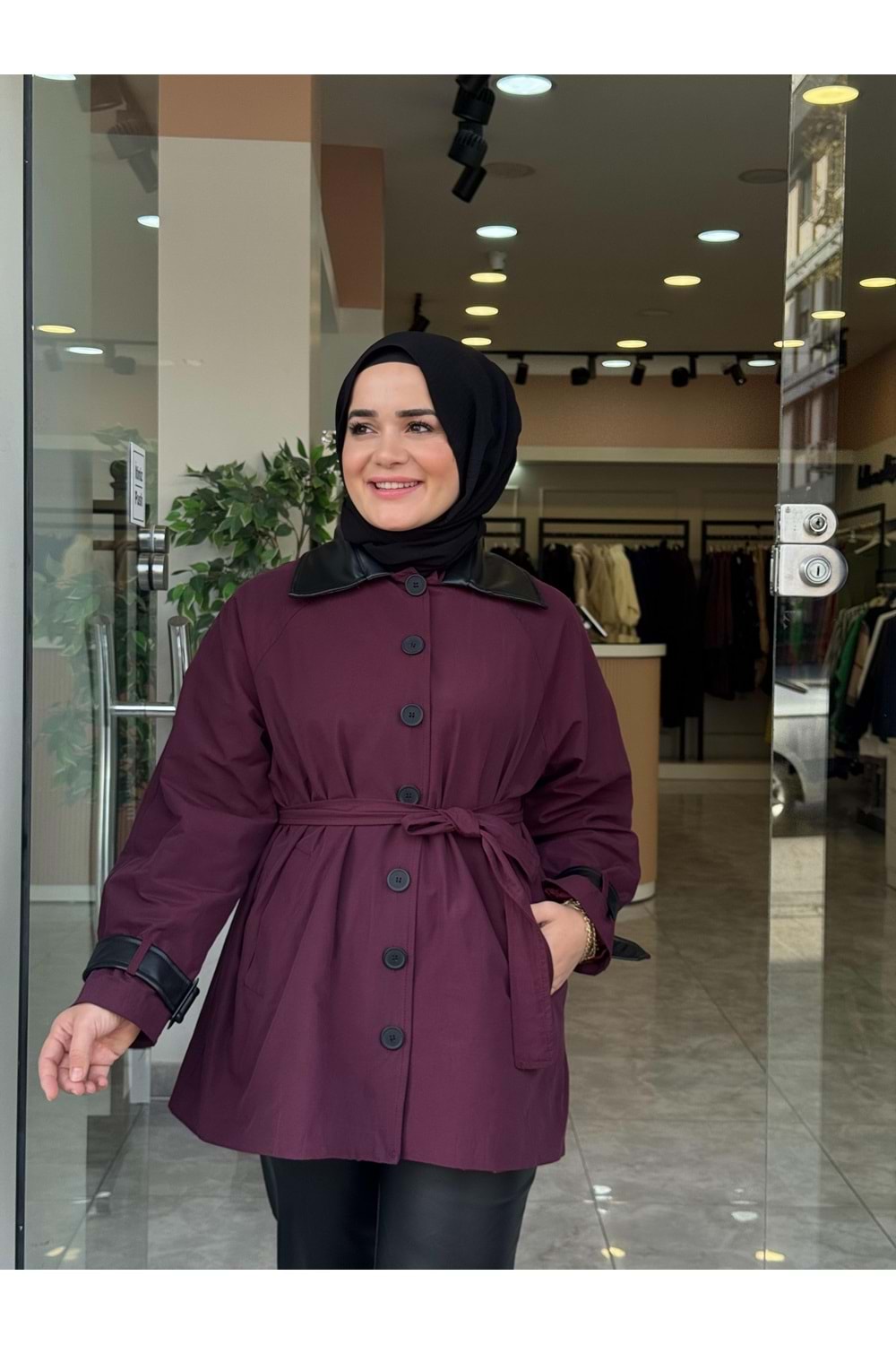 DERİ YAKA CEKET - MÜRDÜM - 1