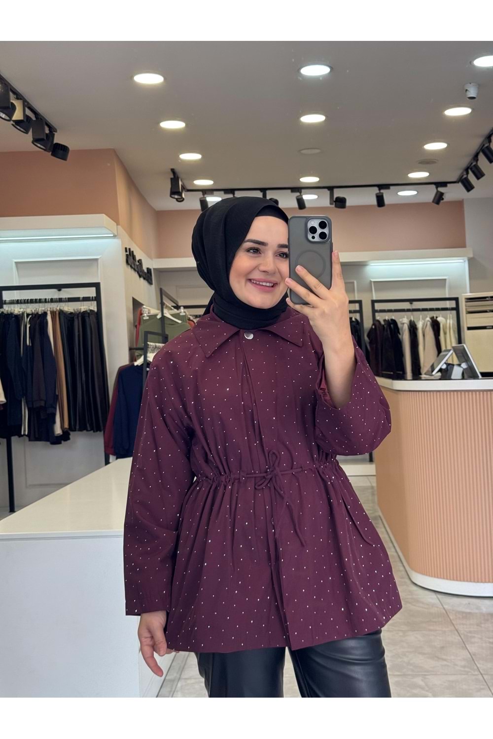 PUL BEL BAĞLAMA CEKET - BORDO - 1