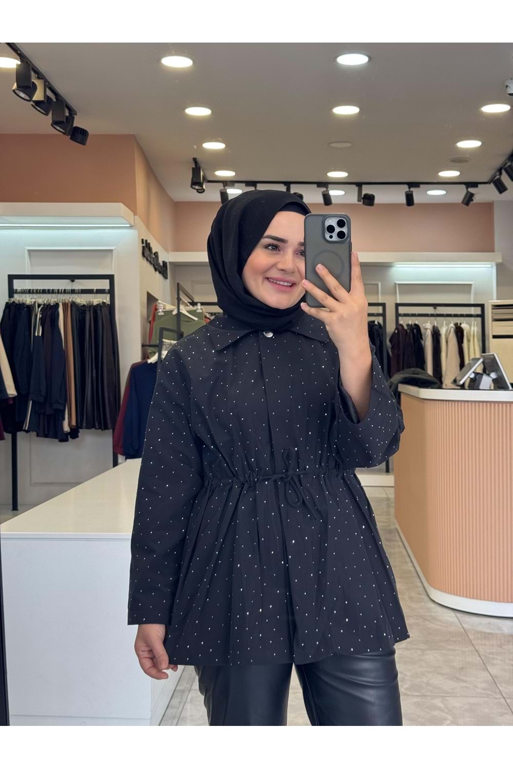 PUL BEL BAĞLAMA CEKET - SİYAH - 1