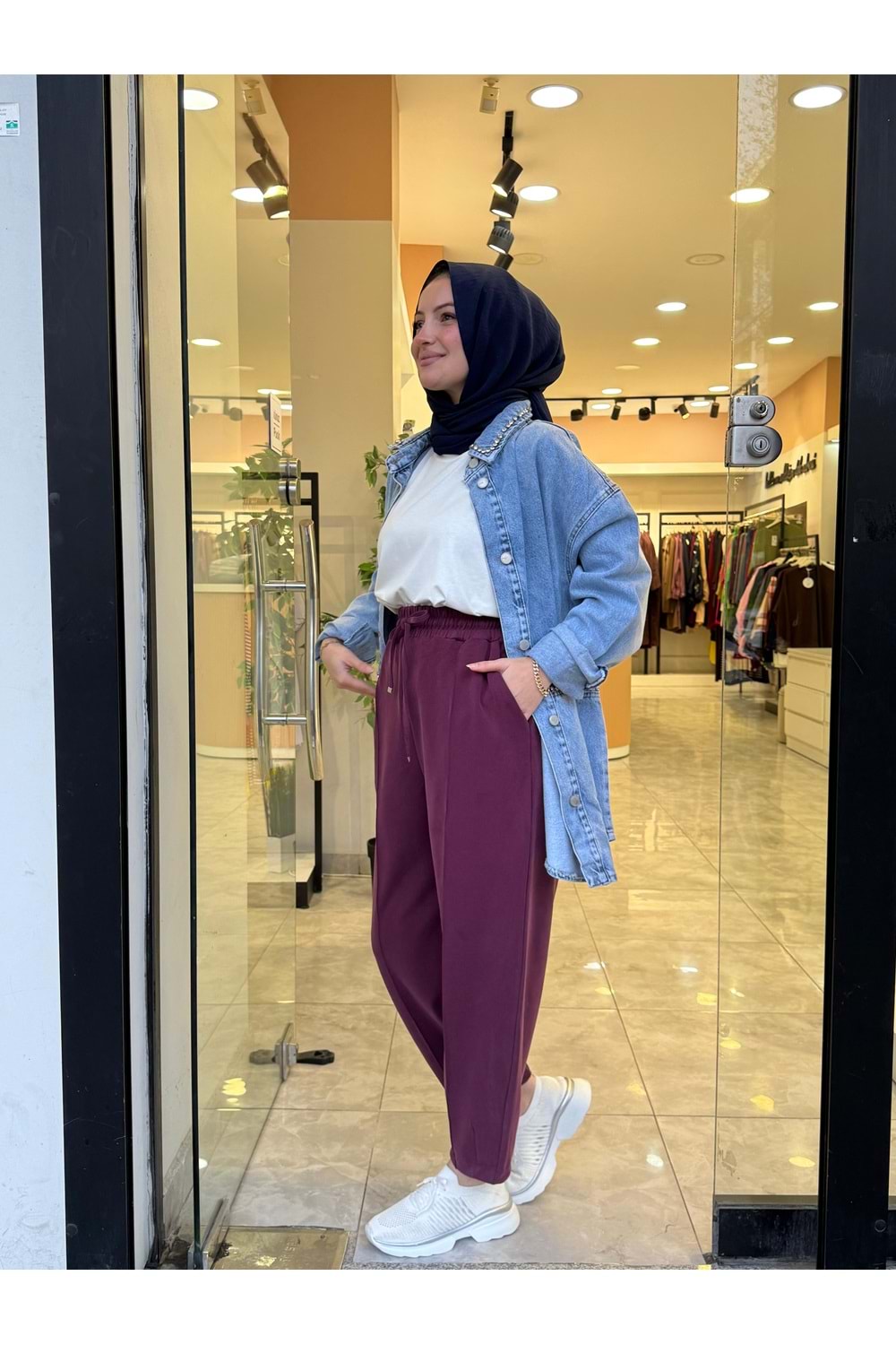 ŞALVAR OYŞO ÇİMALI PANTOLON - BORDO - L-XL