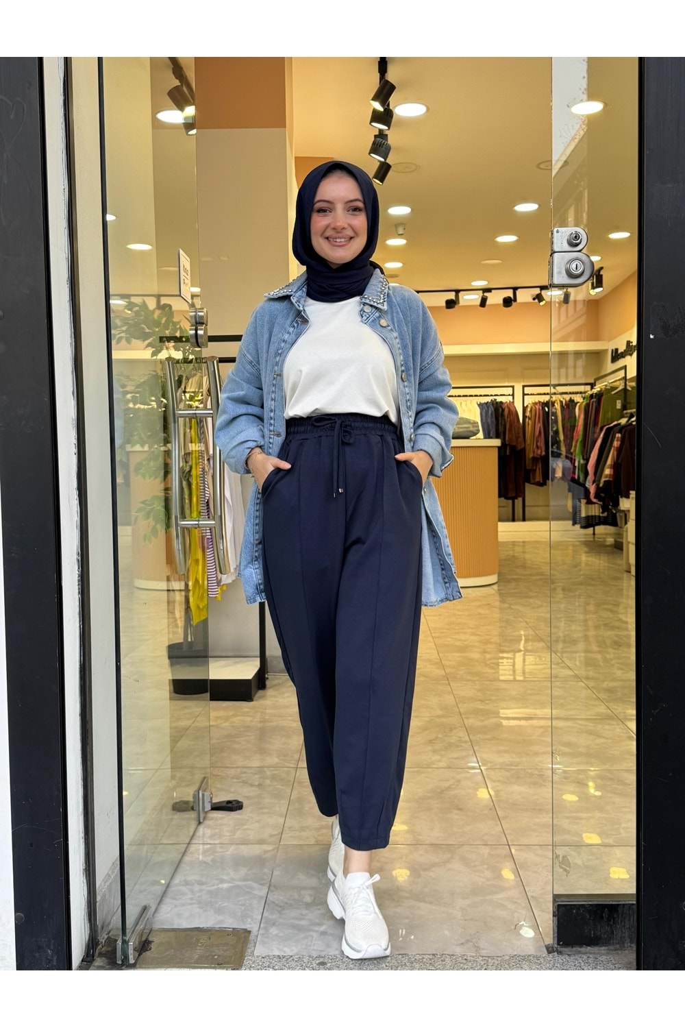 ŞALVAR OYŞO ÇİMALI PANTOLON - LACİVERT - S-M