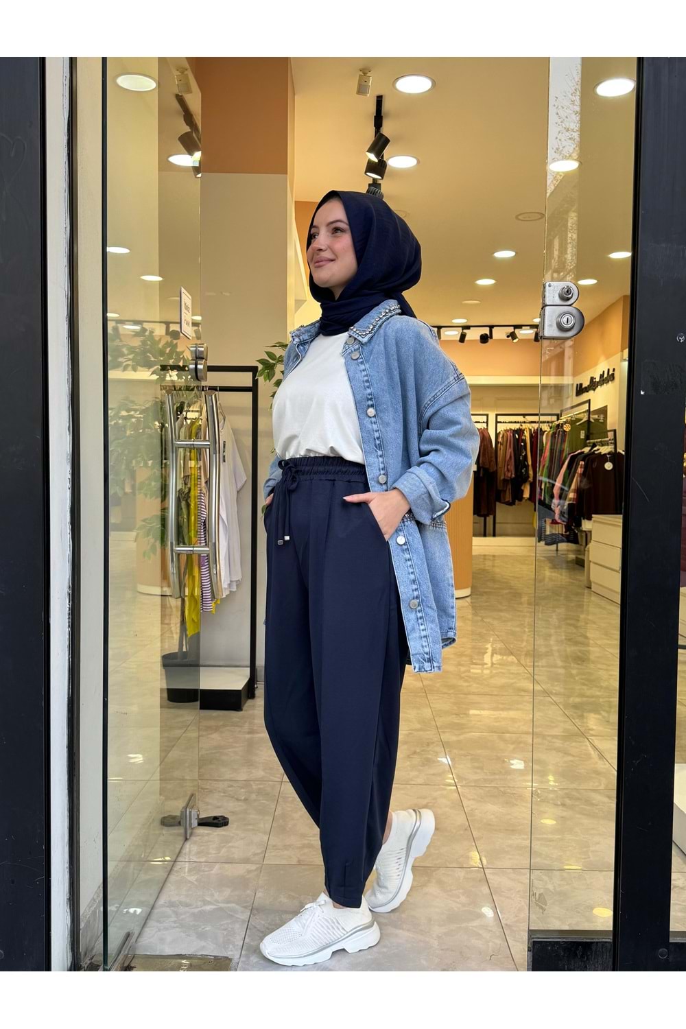 ŞALVAR OYŞO ÇİMALI PANTOLON - LACİVERT - S-M