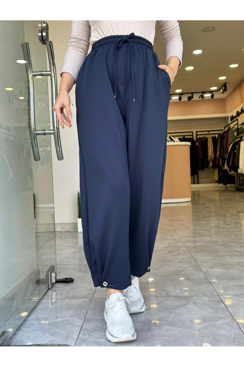 OYŞO PAÇA DÜĞMELİ PANTOLON - LACİVERT - L-XL