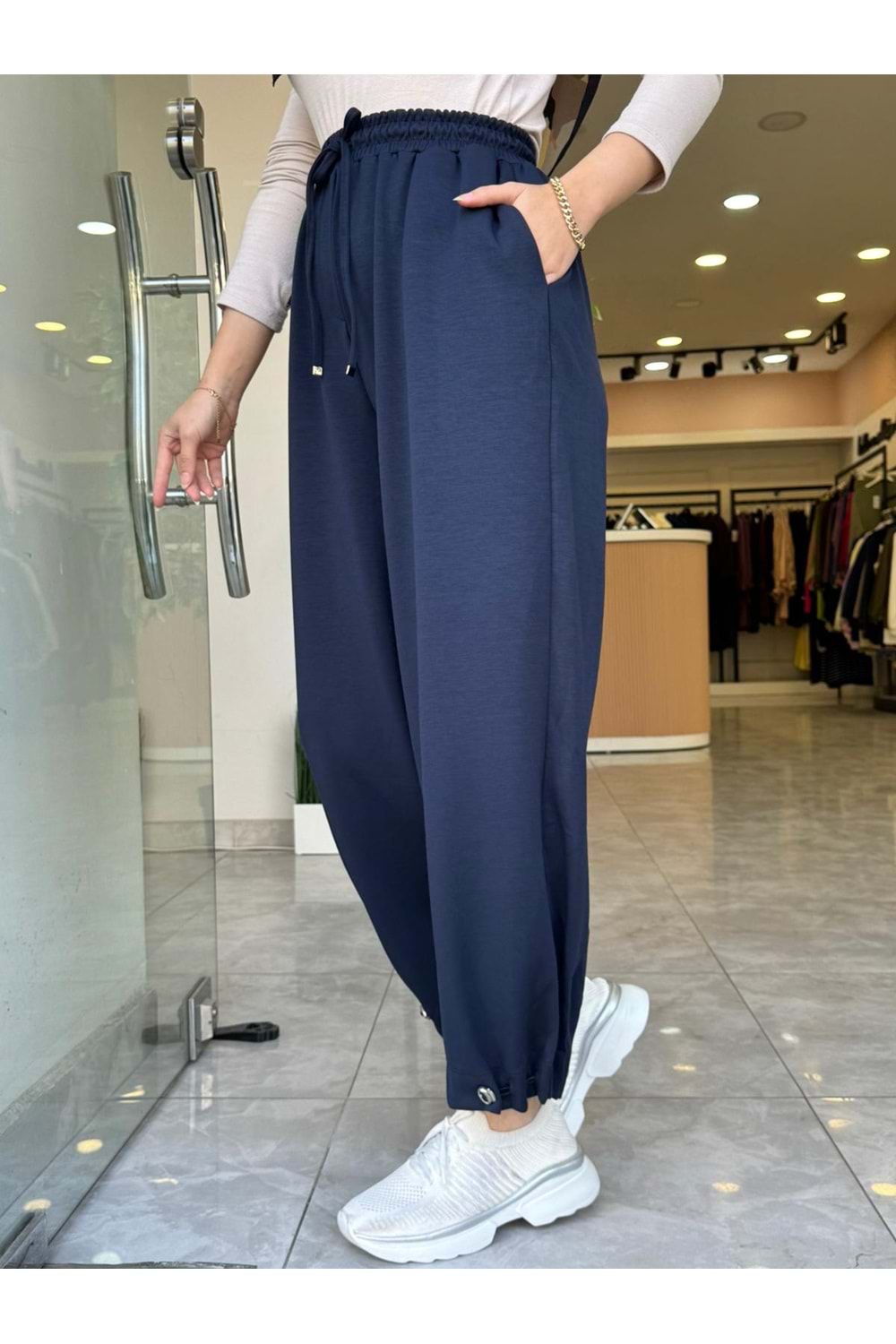 OYŞO PAÇA DÜĞMELİ PANTOLON - LACİVERT - L-XL