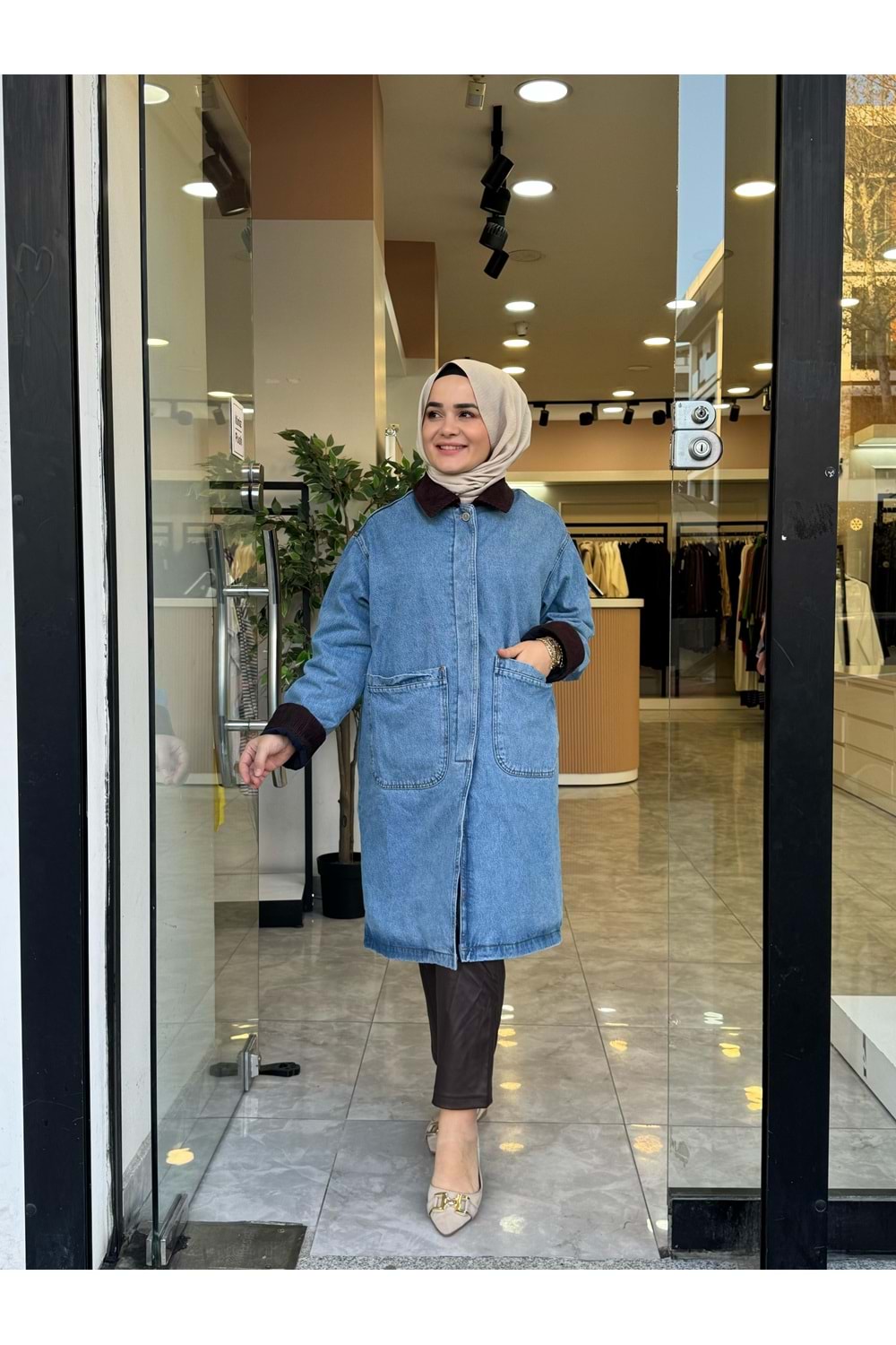 UZUN KOT TRENCH - MAVİ - S-M