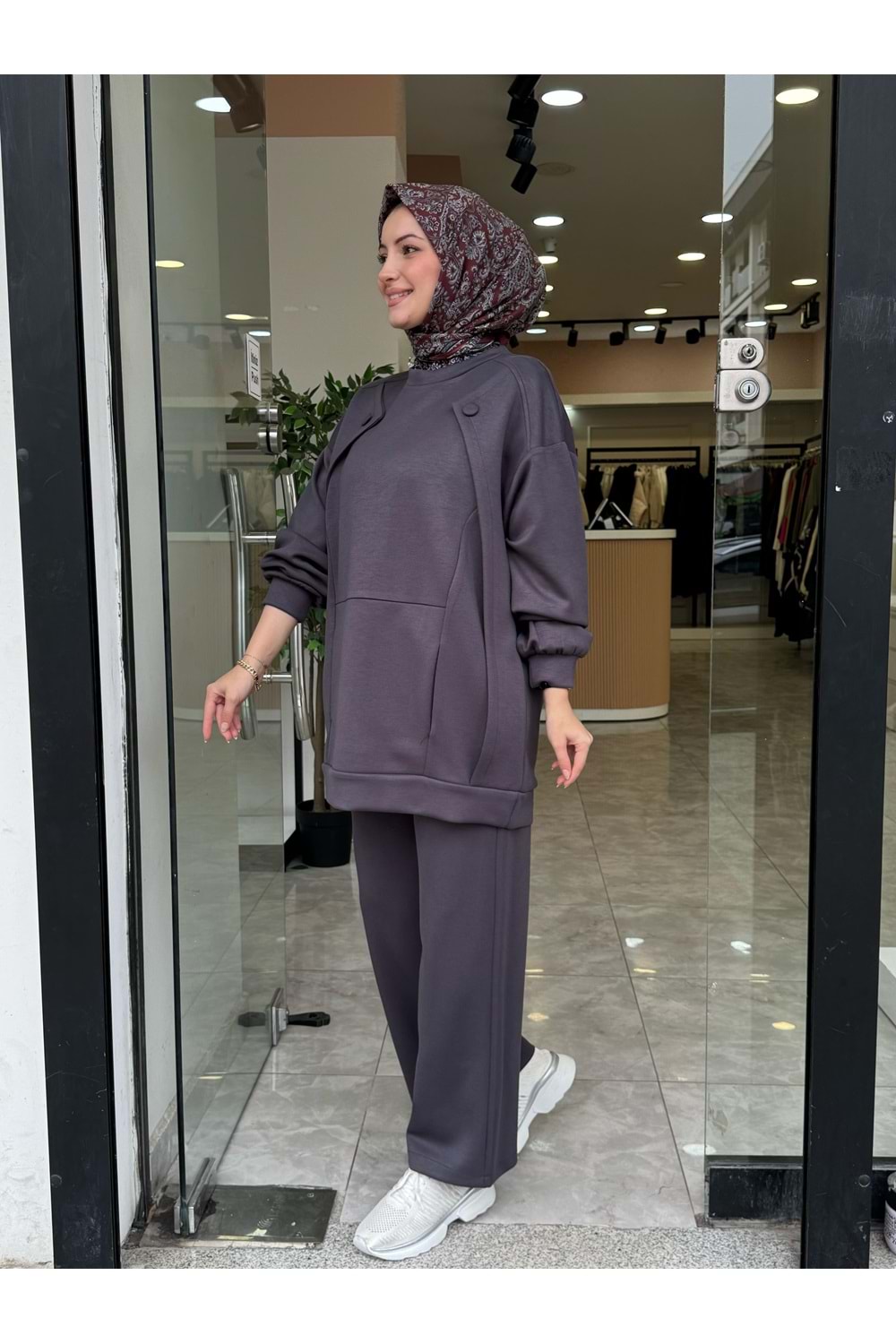 KAPLAMA DÜĞME TAKIM - ANTRASİT GRİ - S-M