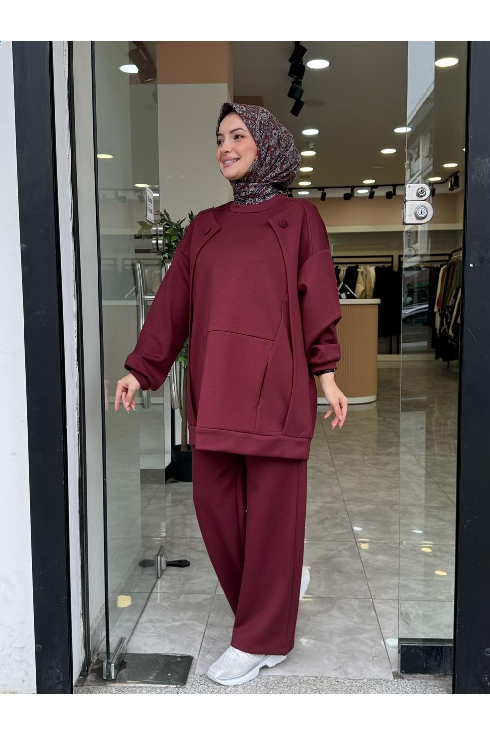 KAPLAMA DÜĞME TAKIM - BORDO - S-M