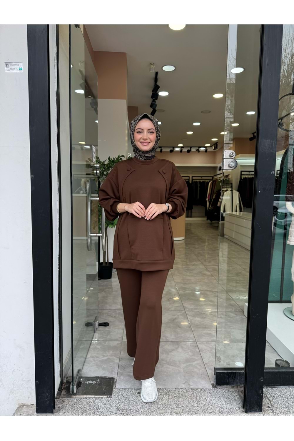 KAPLAMA DÜĞME TAKIM - KAHVERENGİ - S-M