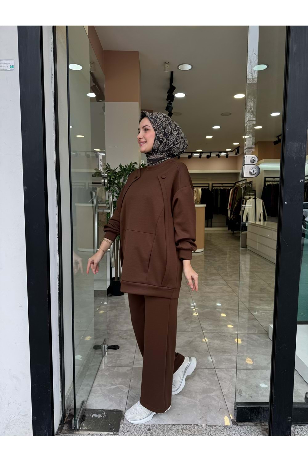 KAPLAMA DÜĞME TAKIM - KAHVERENGİ - S-M