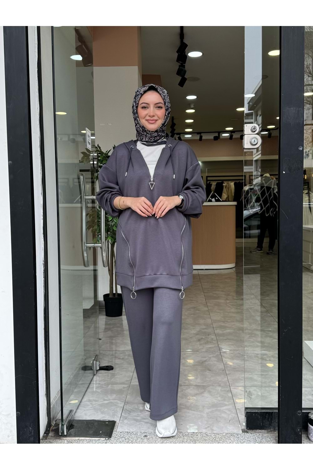 ÜÇ FERMUARLI TAKIM - ANTRASİT GRİ - L-XL