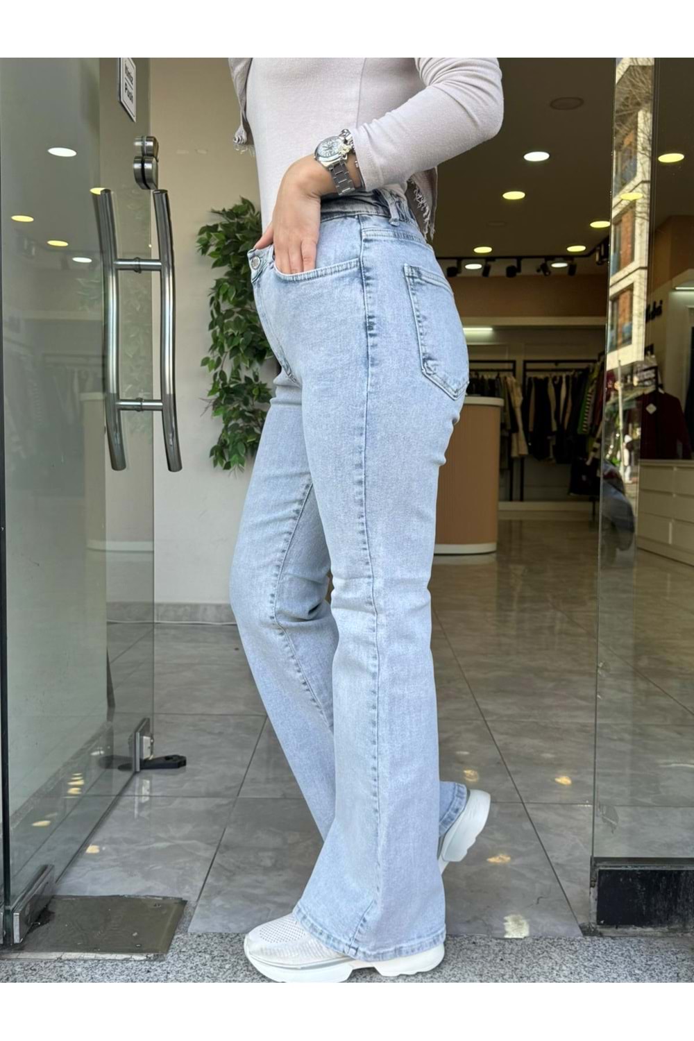 İSPANYOL MODEL KOT PANTOLON - BUZ MAVİSİ - 5