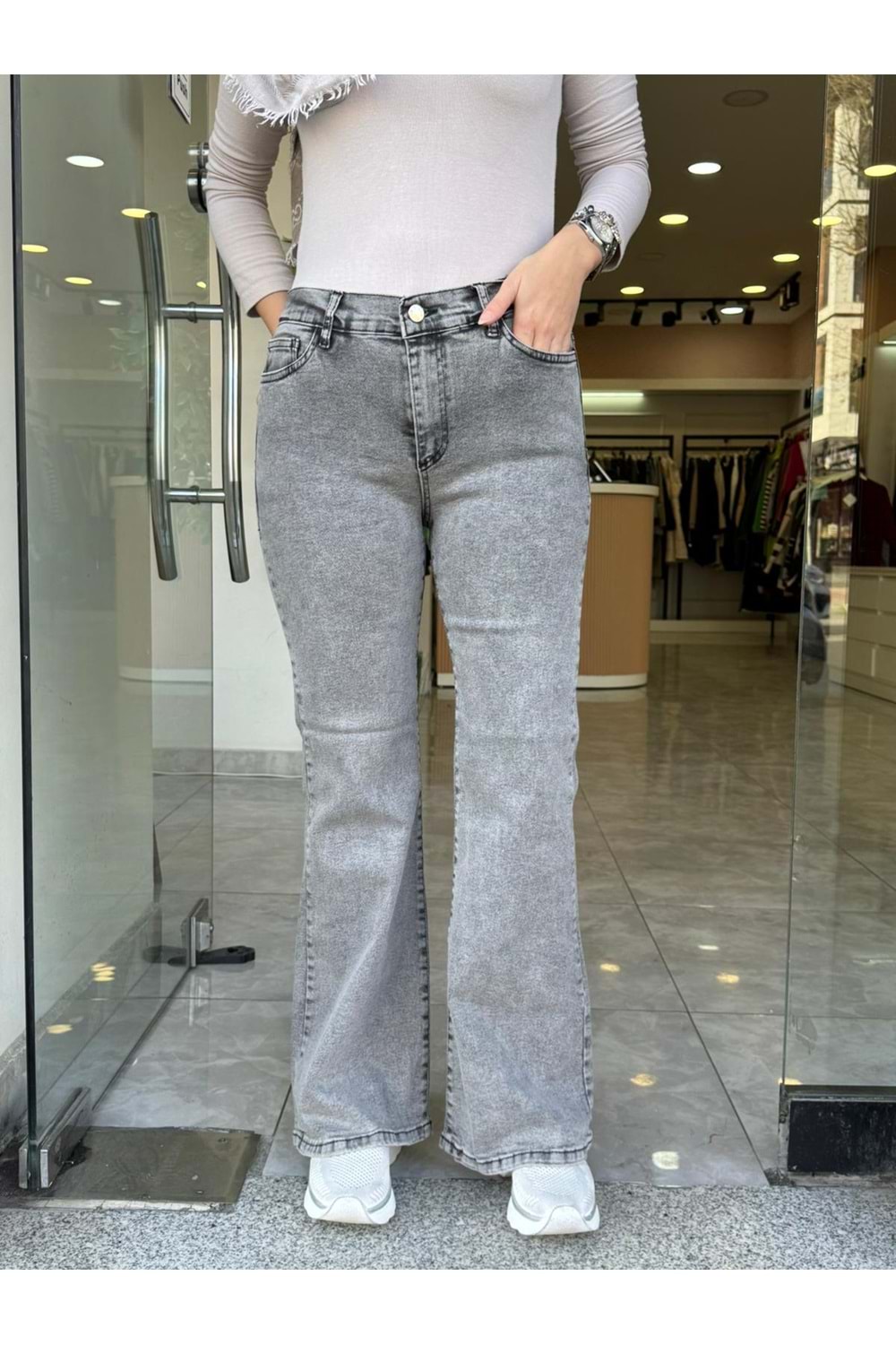 İSPANYOL MODEL KOT PANTOLON - GRİ - 5