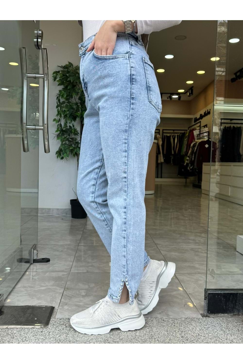 PAÇA TAŞ DETAY KOT - BUZ MAVİSİ - 5