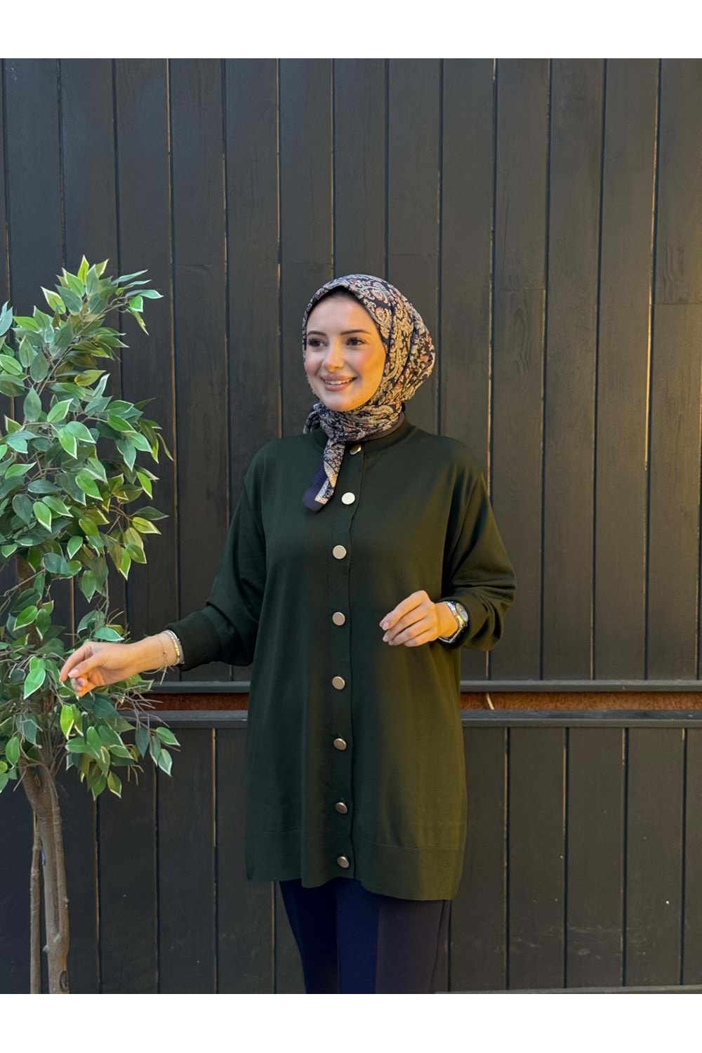 EMİNE MERSERİZE HIRKA - HAKİ YEŞİLİ - STD