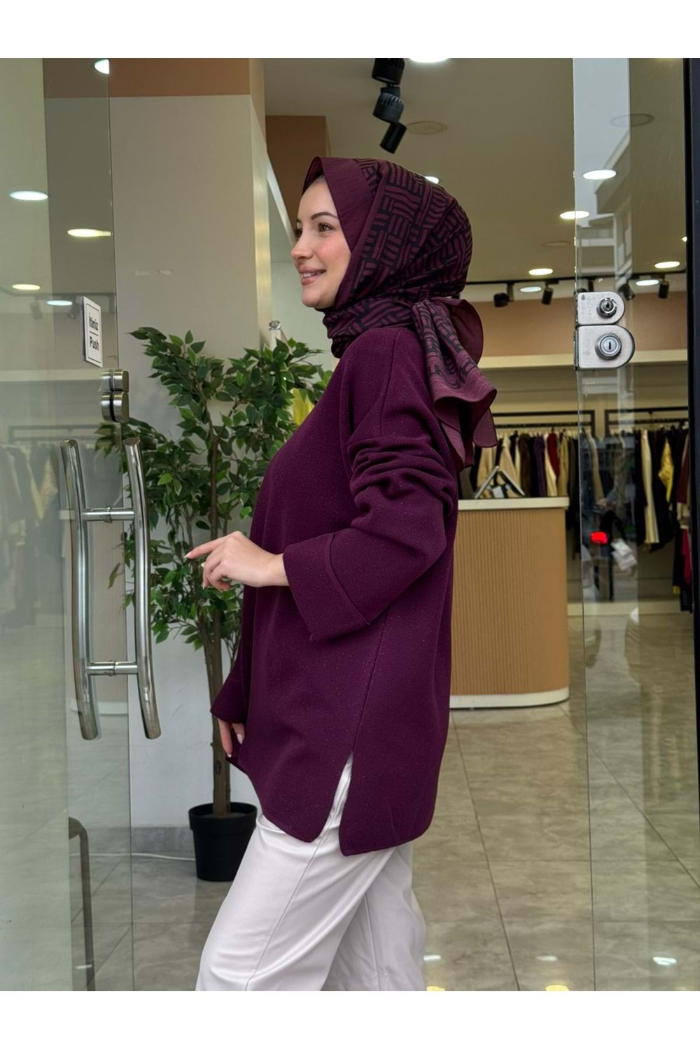 DÜZ SİM KAZAK - MÜRDÜM - STD