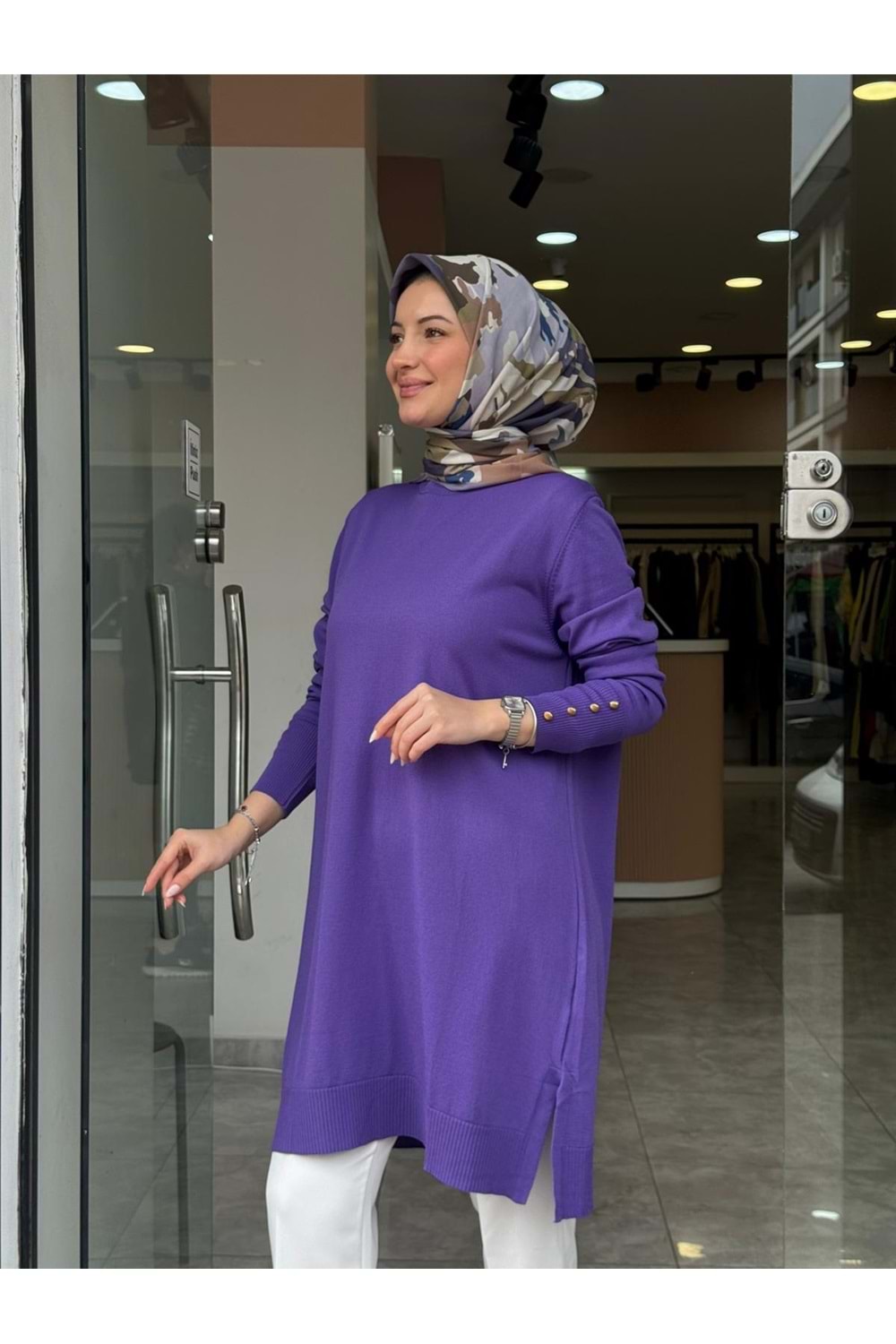 UZUN MERSERİZE TUNİK - MOR - 1