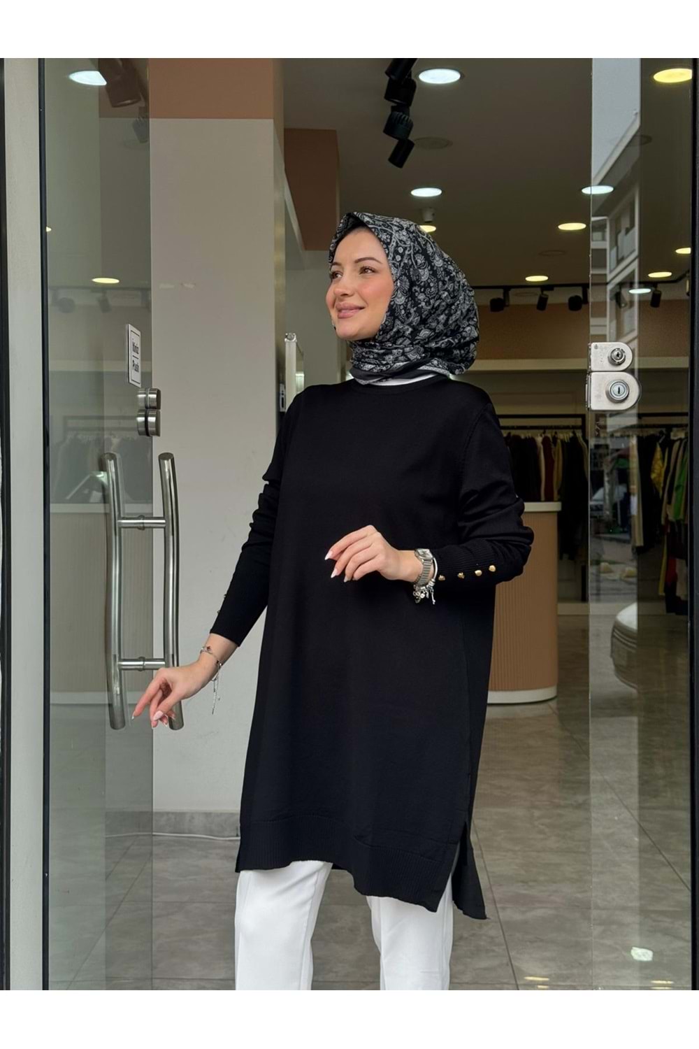 UZUN MERSERİZE TUNİK - SİYAH - 1