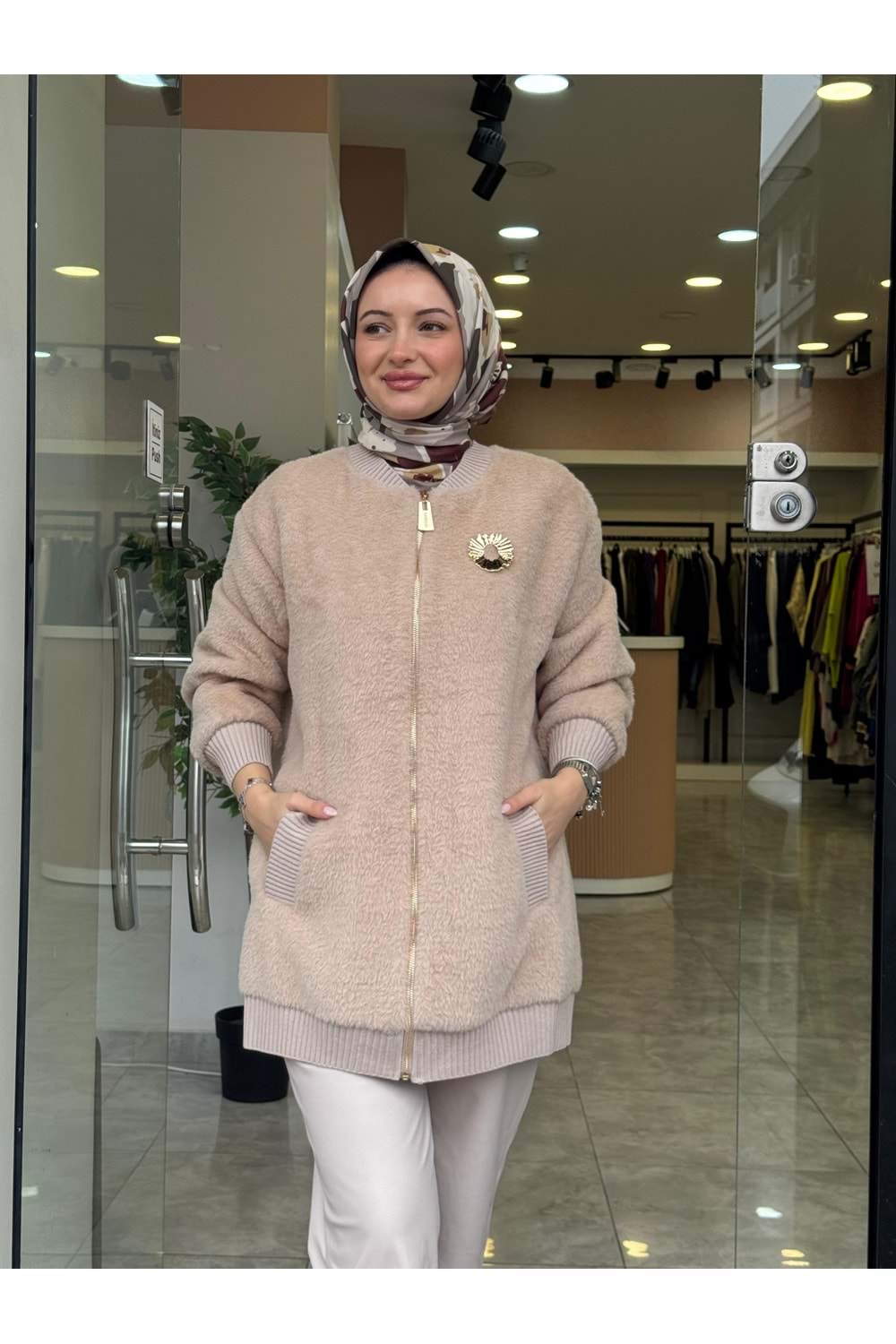 ANGORA KISA FERMUARLI KABAN - CAMEL - 1