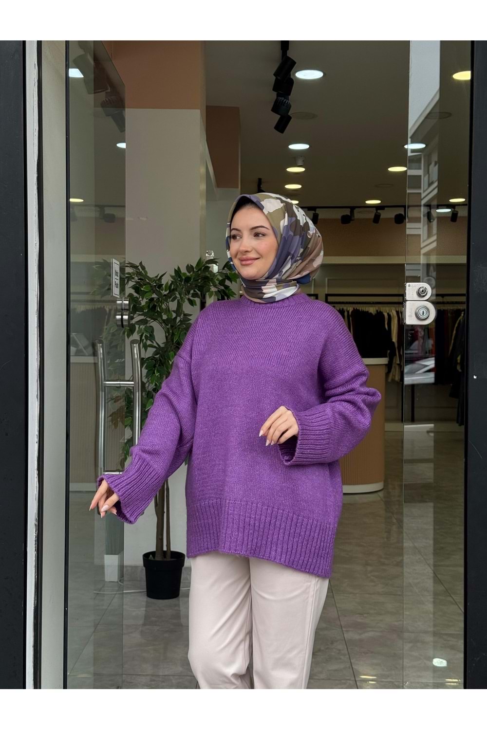 NİL TRİKO KAZAK - MOR - STD