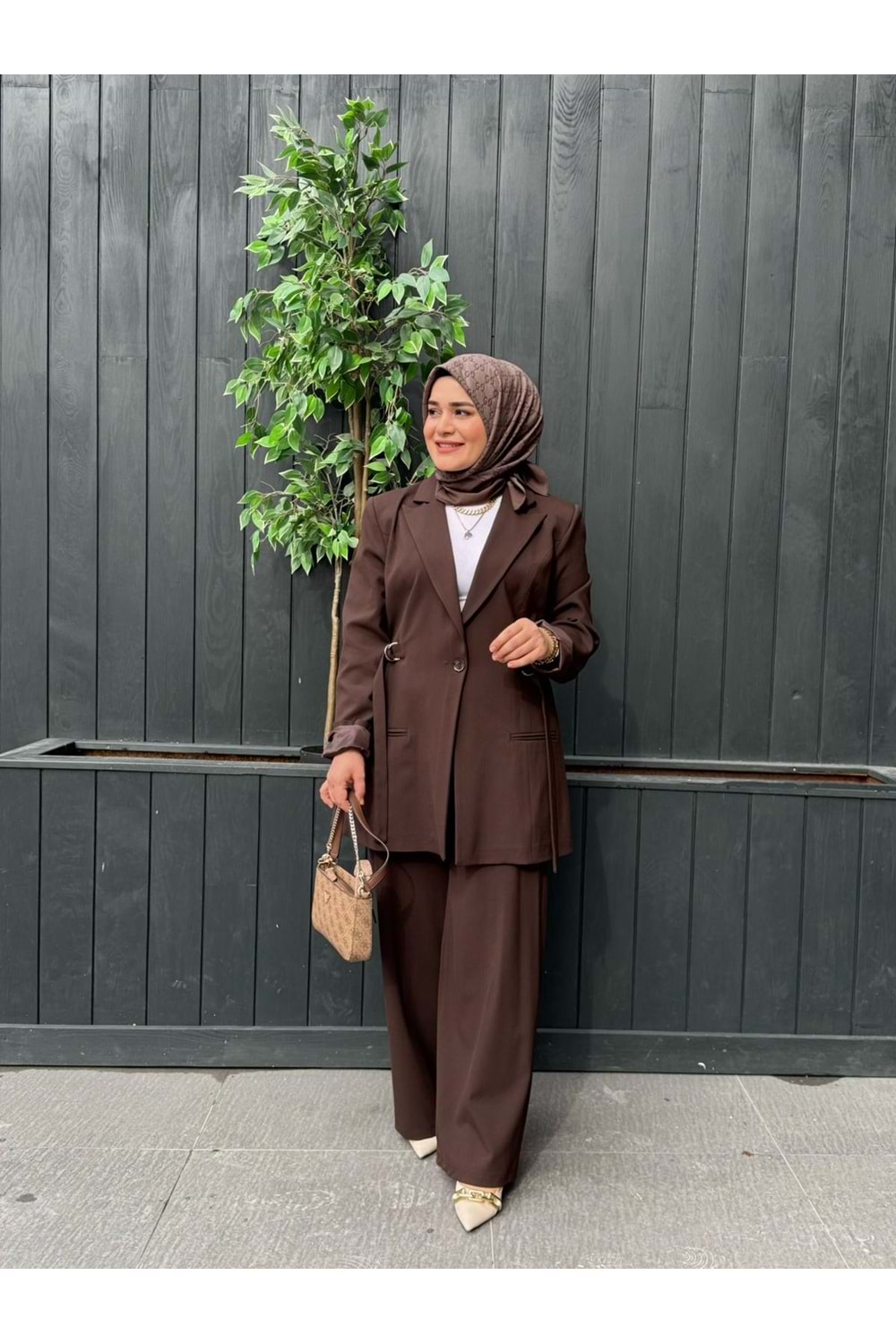 CEKETLİ TAKIM - KAHVERENGİ - L-XL